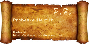 Prohaska Henrik névjegykártya